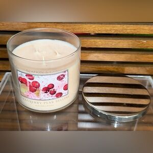 Rare HTF Bath & Body Works Cranberry Pear Bellini Scented 3-Wick Candle